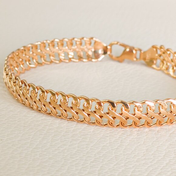 Italian 14k Gold Flexible Link Bracelet - Picture 12 of 15